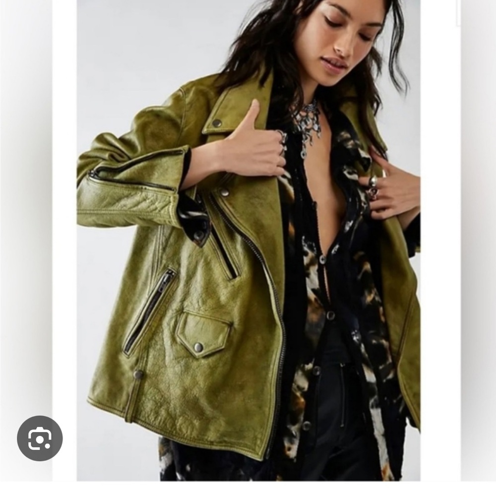 Free People We The Free Jealousy 100% genuine real leather moto jacket